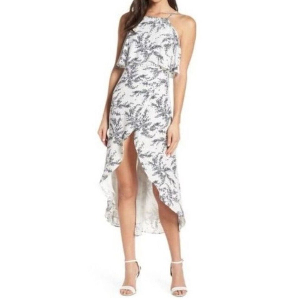 Elizabeth Crosby Bishop + Young Stella Hi‎ Low Print Dress in Black & White M